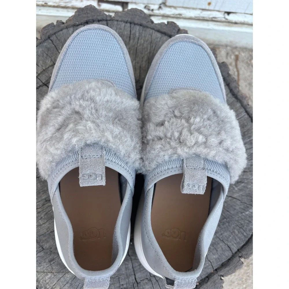 UGG Women's Pico Shearling Slip-On Sneakers Gray Suede Mesh Size 6.5‎